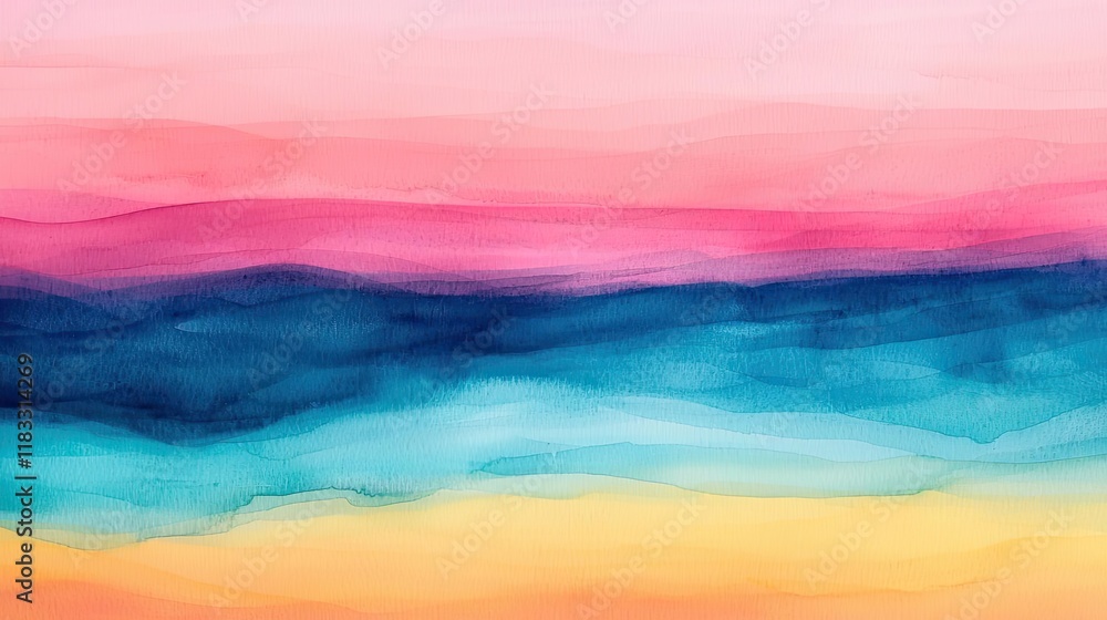 Poster watercolor abstract background concept. colorful abstract landscape blending hues to create a serene