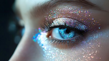 Sparkling eye makeup with glitter