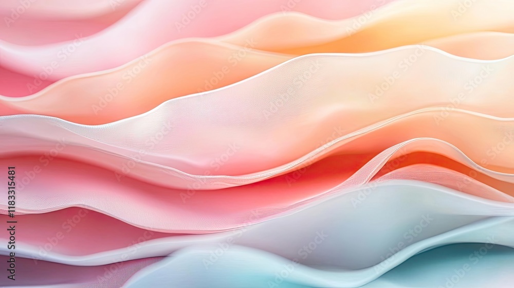 Poster layer abstract background idea. soft and flowing pastel fabric waves create a calming visual texture
