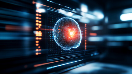 Dynamic visualization of an agentic ai brain model digital environment 3d render futuristic technology concept