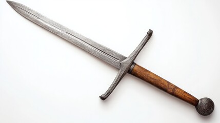 Steel sword on white background