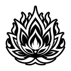 A filled style icon of flaming lotus symbol