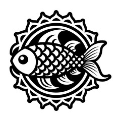 A solid style icon of golden fish symbol