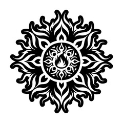 A solid style icon of mandala