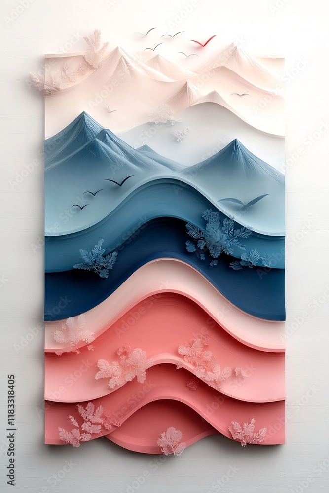 Poster mesmerizing digital artwork featuring a serene pastel seascape with delicate waves intricate pastel 