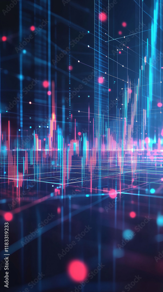 Poster abstract background with digital stock market trading graphs and corporate networking themes.