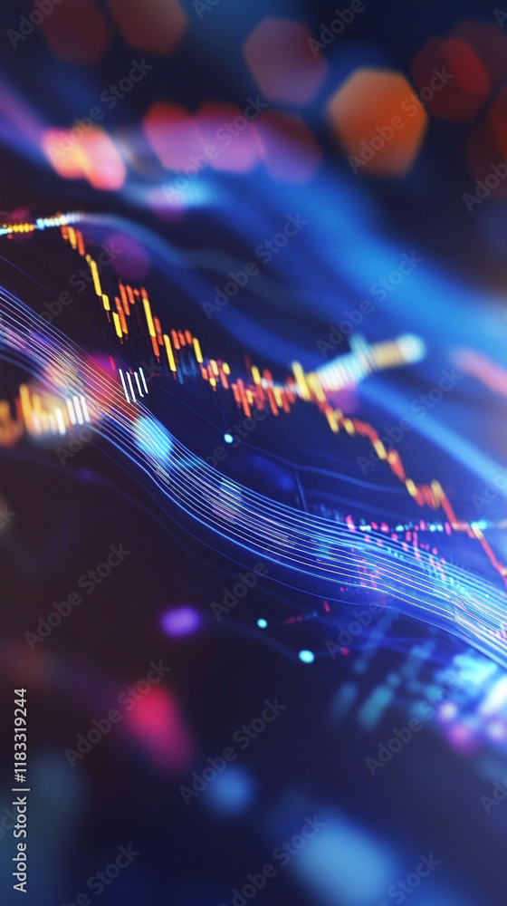 Poster abstract background with digital stock market trading graphs and corporate networking themes.