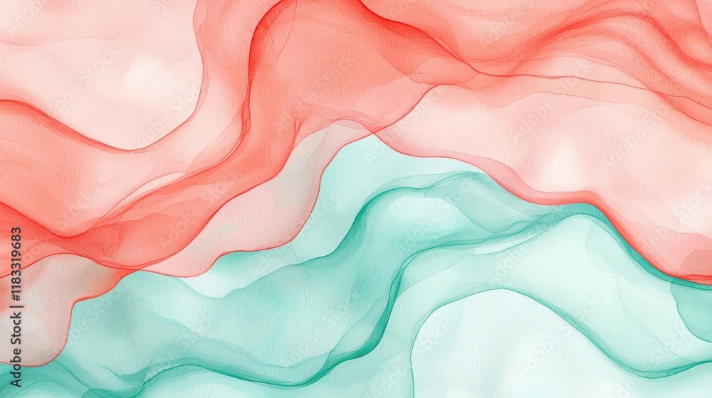 Aufkleber watercolor abstract background concept. abstract fluid design with soft waves in shades of red and t