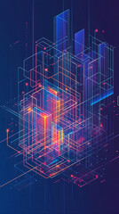 Abstract isometric grid representing energy conversion and logistics collaboration.