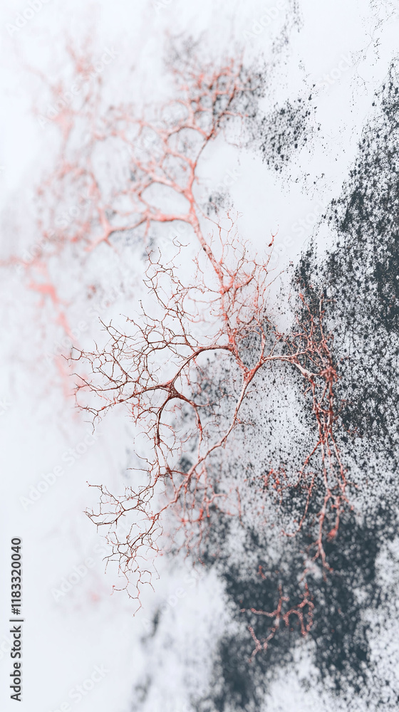 Poster abstract neural network graphics blended with a paper texture emphasizing modern technology.