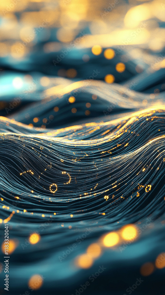 Poster abstract neural network graphics blended with a paper texture emphasizing modern technology.