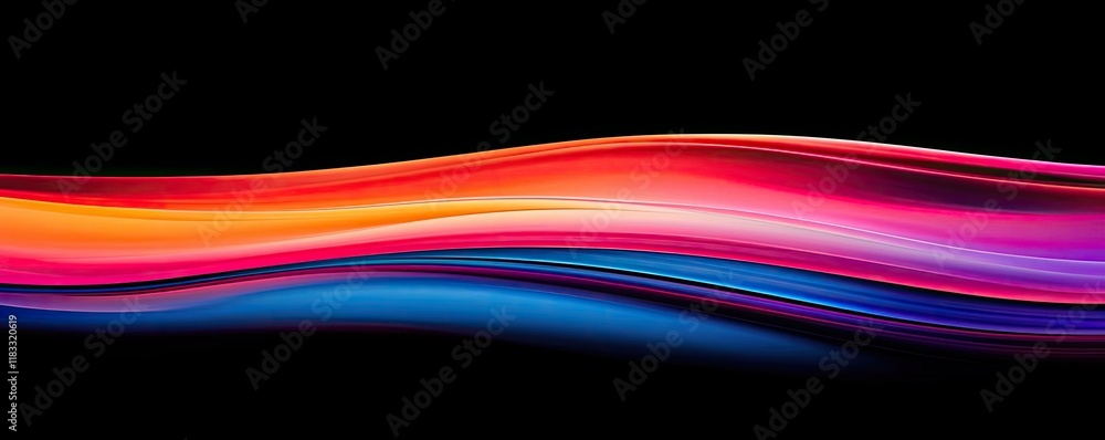 Poster layer abstract background idea. a vibrant wave of colors flowing smoothly across a dark background.