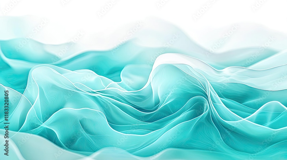 Poster layer abstract background idea. elegant flowing fabric in light turquoise, creating a serene and dre