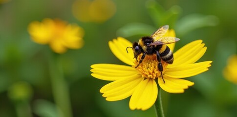 Yellow and black striped carpenter bee on beebalm flower , insect, yellow, summer