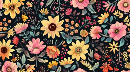 sunflower seamless pattern wallpaper