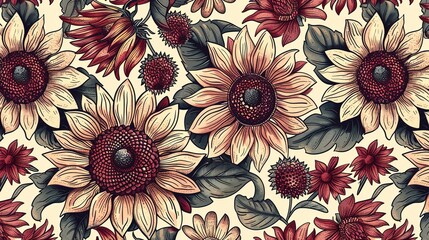 sunflower seamless pattern wallpaper