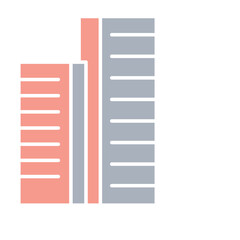 Building icon in flat color style