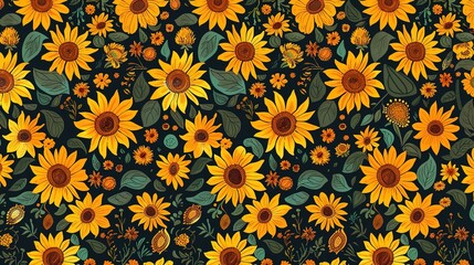 sunflower seamless pattern wallpaper