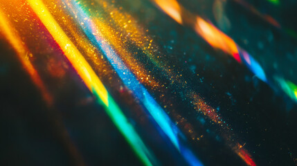 Colorful prismatic light leaks with rainbow bokeh