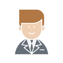 Businessman icon in flat color style