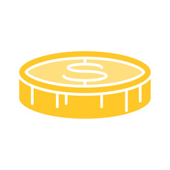 Coin icon in flat color style