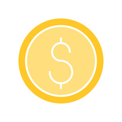 Coin icon in flat color style
