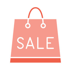 Shopping bag icon in flat color style