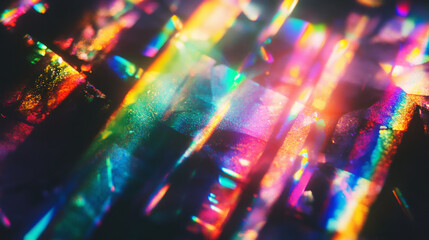 Colorful prismatic light leaks with rainbow bokeh effect