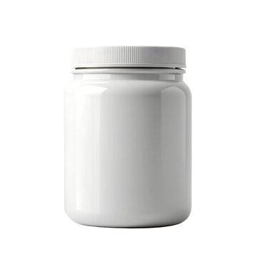 White jar mockup isolated on transparent background.