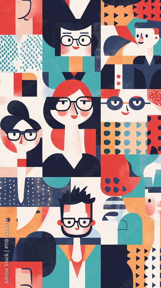 Poster creative vector pattern emphasizing team cohesion and corporate success.