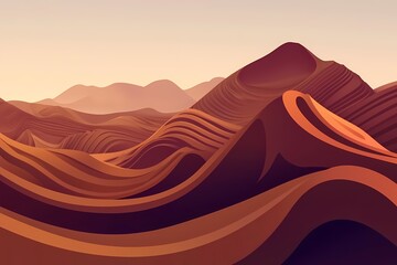 Abstract Landscape in Warm Tones with Flowing Texture and Depth