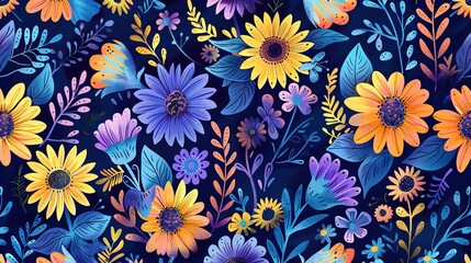 sunflower seamless pattern wallpaper