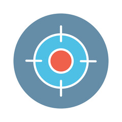 Gun aim icon in flat color style