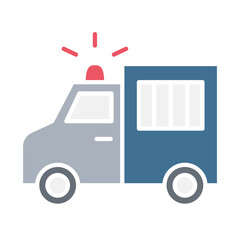 Police wagon icon in flat color style
