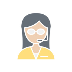 Operator, call center icon in flat color style