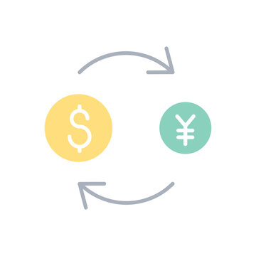 money exchange icon in flat color style
