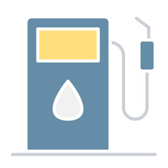 Gas station icon in flat color style