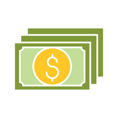 Bank icon in flat color style