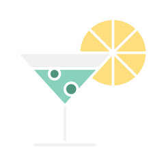 Cocktail icon in flat color style