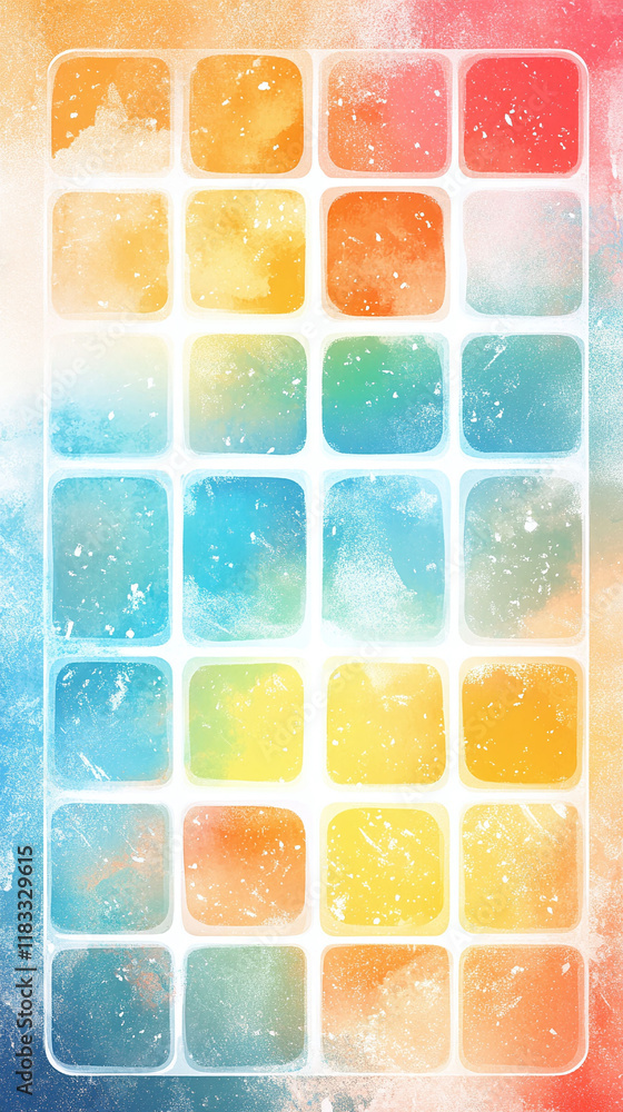 Poster gradient square design emphasizing curiosity about new locations with watercolor elements.
