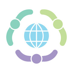 People safe the world icon in flat color style