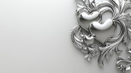 Silver Hearts Ornate Design Elegant Background