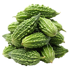 Stack of bitter melon isolated on transparent background