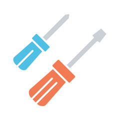 Screwdriver icon in flat color style