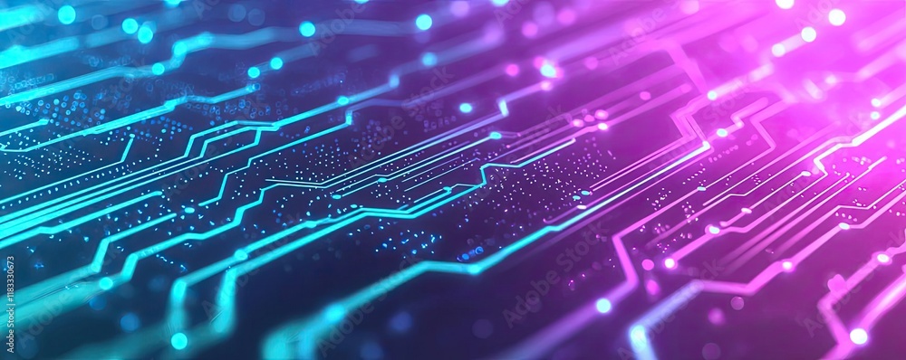 Poster matrix abstract background idea. futuristic circuit board design with vibrant blue and pink colors f