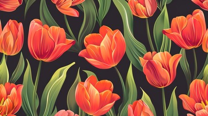 Obraz premium tulip seamless pattern wallpaper
