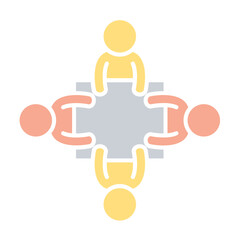 Meeting icon in flat color style