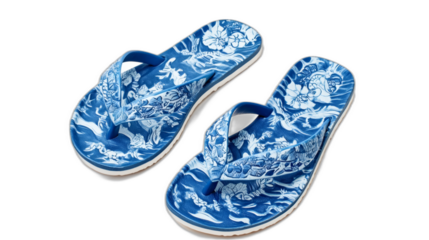 blue flip flops isolated on white transparent background