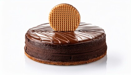 "Rich Chocolate Cake with a Sweet Waffle Cookie Crown"