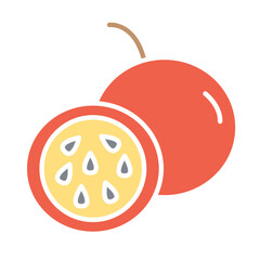 Passion fruit icon in flat color style